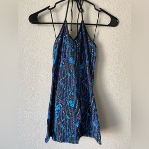 Express Black/Blue Floral Halter Top